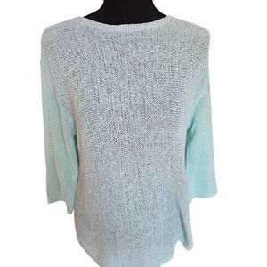 Chicos Womens Aqua Light Knit Sleeve Pullover Sweater Small